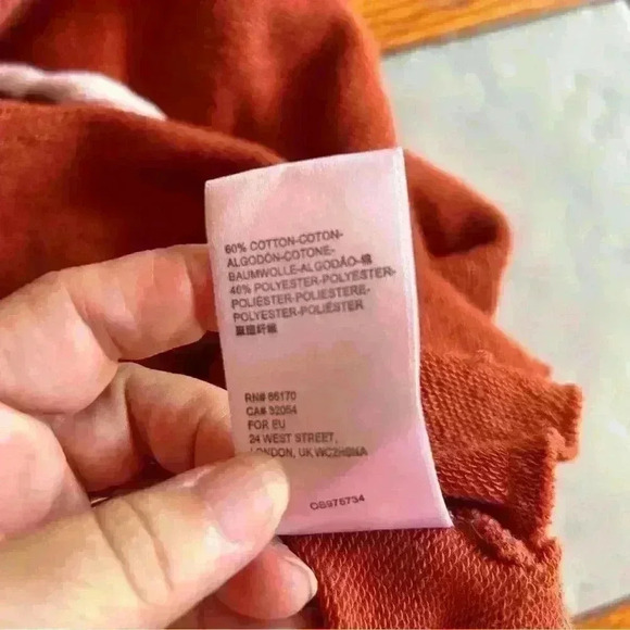 Urban Outfitters Rust Orange Raw Edge Lightweight Hoodie XS - Picture 6 of 7